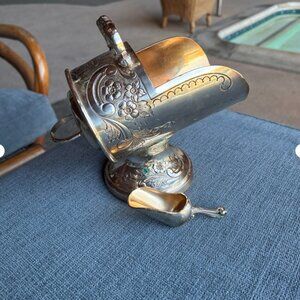 Silver Plate Sugar Scuttle w Scoop Vintage Made in Japan